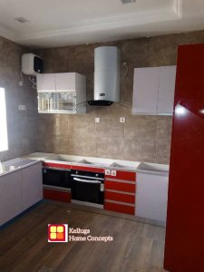 MODERN RED AND WHITE KITCHEN CABINET