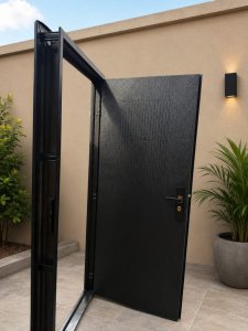 3FT BY 7FT BLACK STEEL DOOR (BROWN & BLACK)