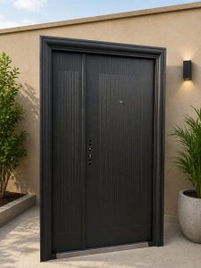 4FT BY 7FT BLACK STEEL DOOR